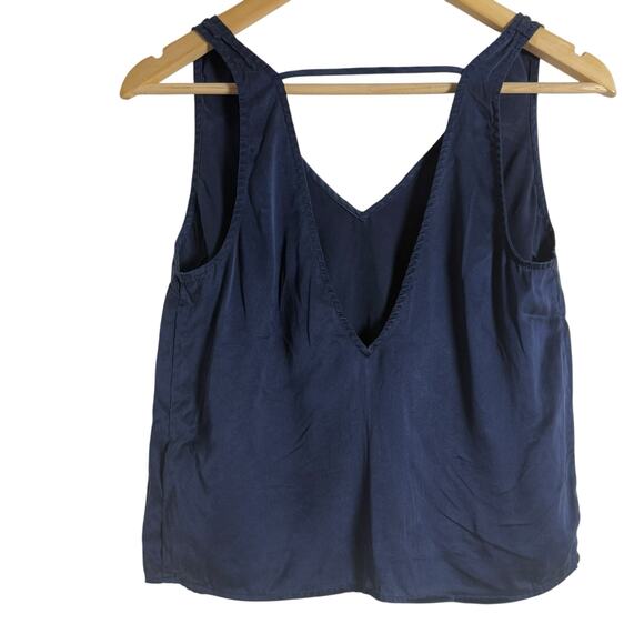 Lunya Navy Blue Washable Silk V-Neck Sleeveless Pajama Tank Top Size XS - Picture 7 of 8